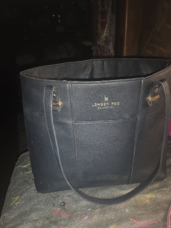London Fog Other - London Fog Black Pebbled Leather Tote with Gold Hardware